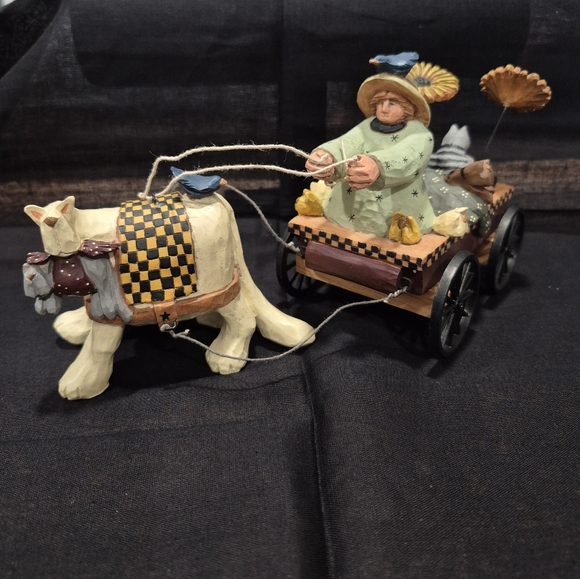 Vintage Williraye Studio Cat Drawn Cart Figure - Picture 1 of 9